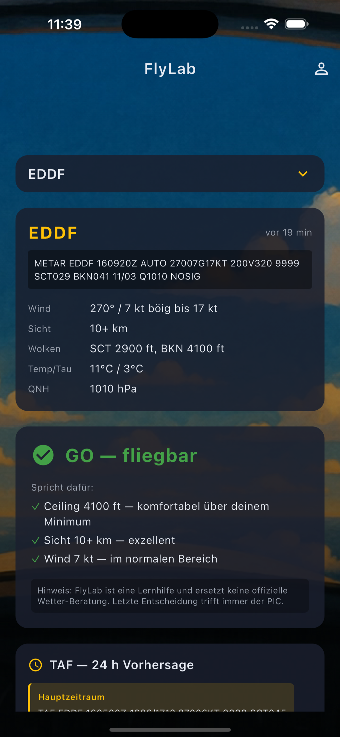 FlyLab — VFR-Wetter