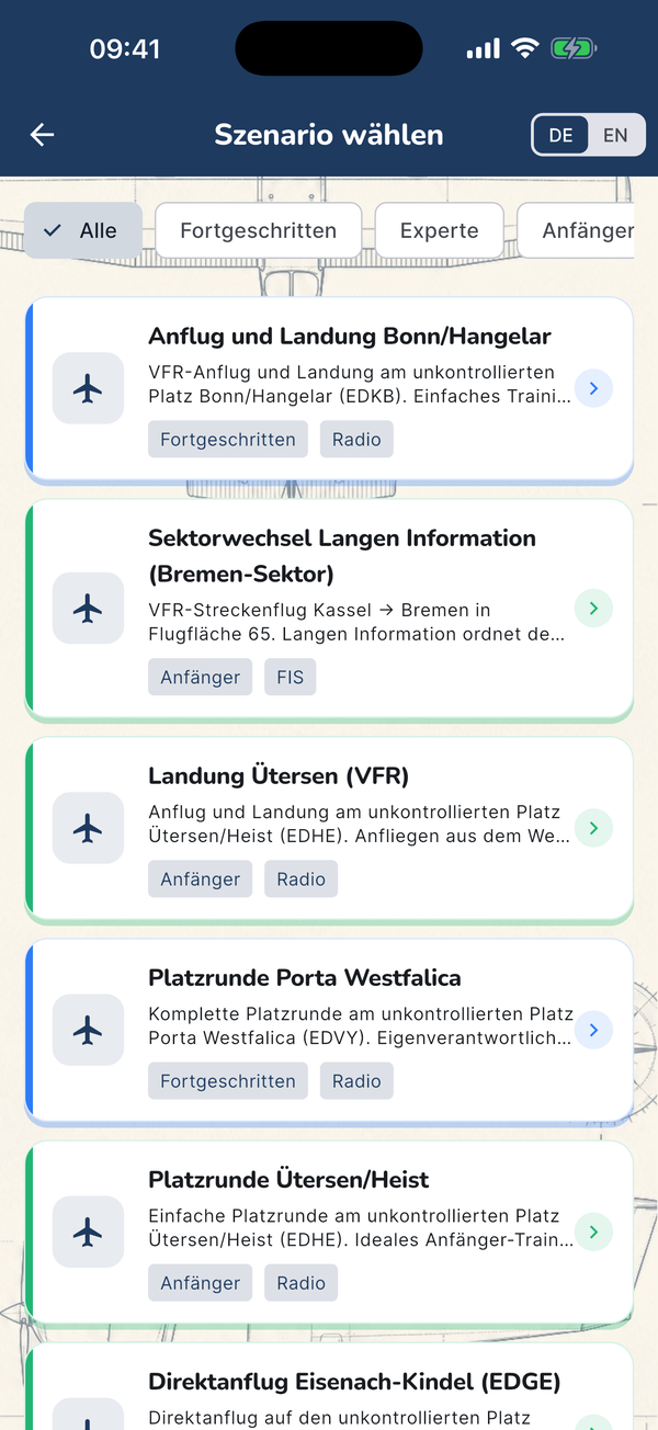 Trainings-Szenarien zur Auswahl